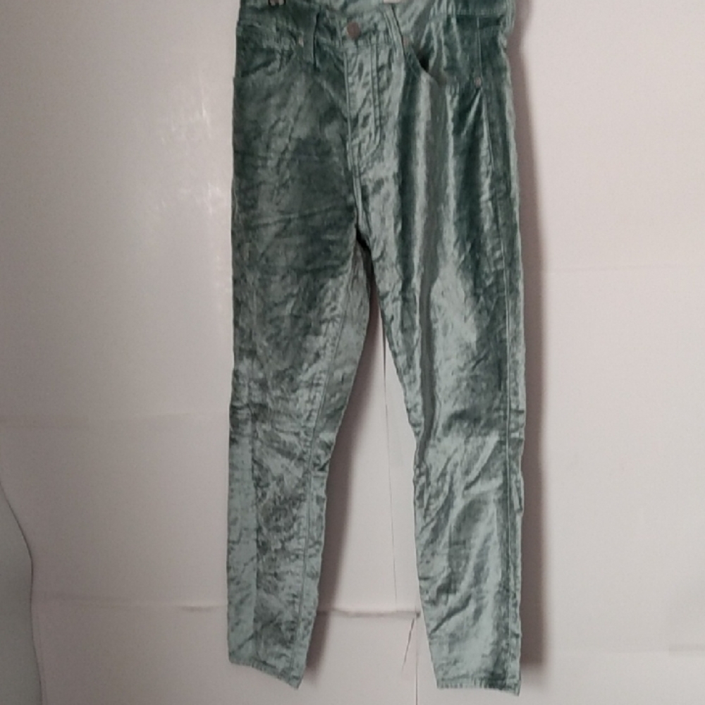 Lucky Seafoam Green Ava Skinny Velvet Crop Ankle Jeans - Picture 6 of 11